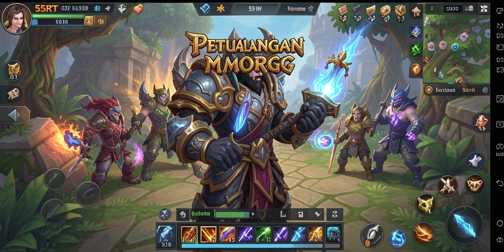 Tangkapan layar 55RT menampilkan aksi pertempuran epik dalam MMORPG.