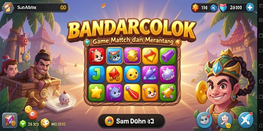 Screenshot gameplay BANDARCOLOK menampilkan aksi mencocokkan yang seru.