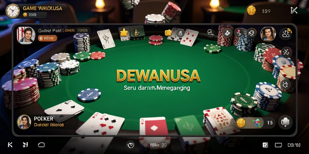 Tampilan gameplay seru dalam aplikasi poker DEWANUSA yang mengasikan.