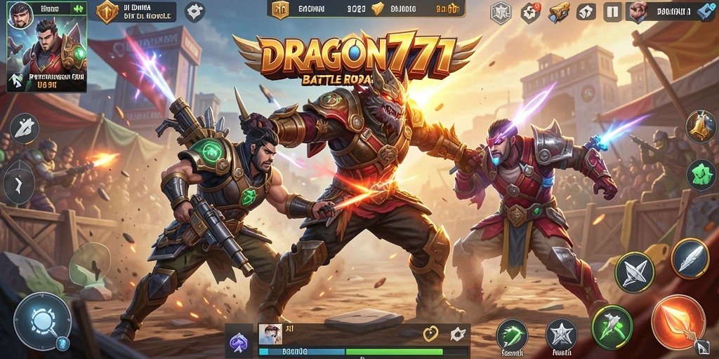Screenshot DRAGON777 menunjukkan aksi seru dalam permainan Battle Royale.