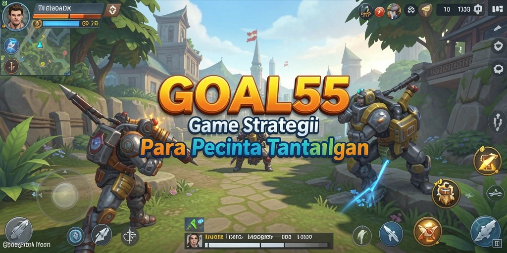 Tangkapan layar GOAL55 menunjukkan aksi gameplay strategis yang intens.