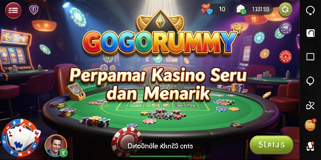 Tampilan gameplay GOGORUMMY dengan berbagai permainan kasino dan grafis menawan.