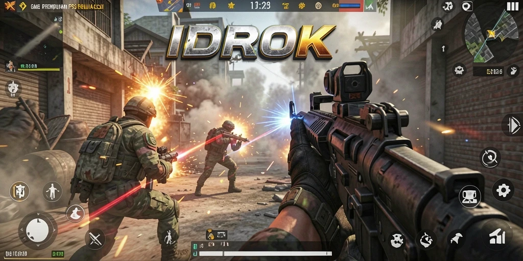 Tampilan menarik gameplay <strong>IDROK</strong> dengan aksi FPS yang mendebarkan.