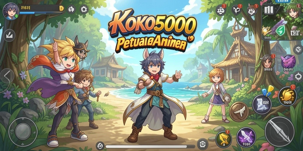 Tampilan gameplay KOKO5000 yang penuh warna dan dinamis.