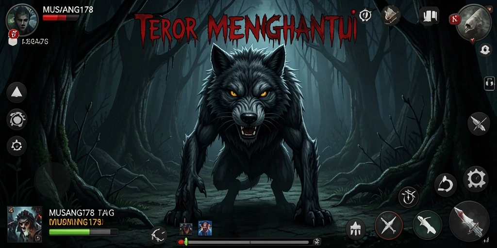 Tampilan gameplay horor yang menegangkan dan menakutkan.