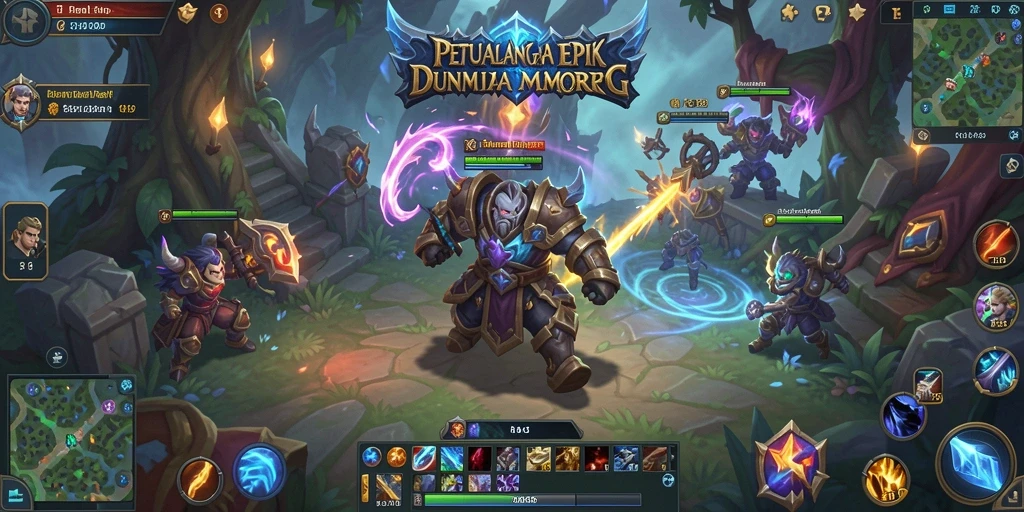 Screenshot gameplay menampilkan pertarungan seru dalam dunia MMORPG.