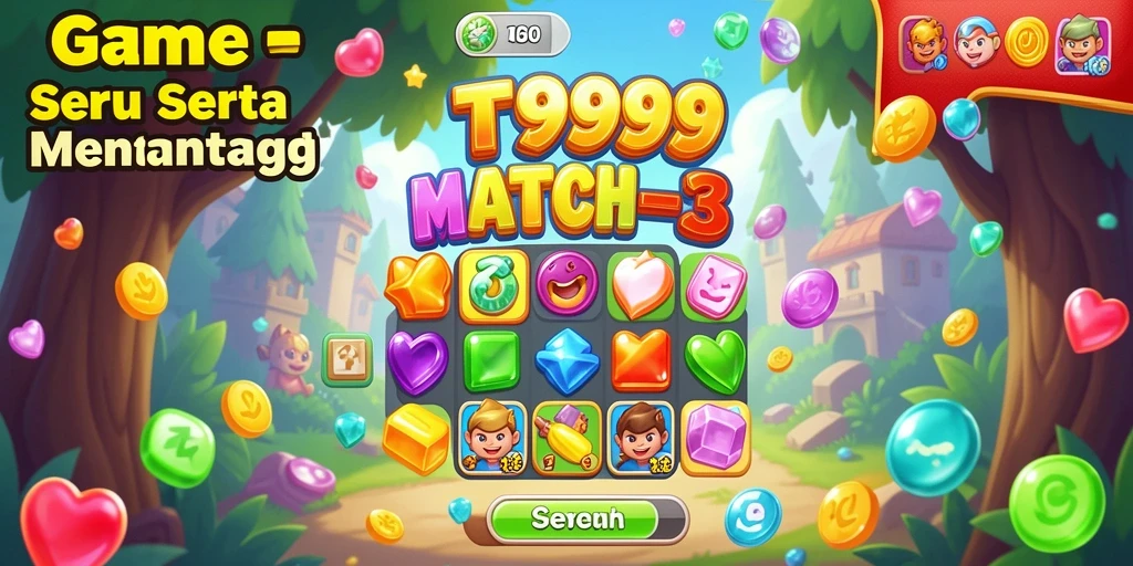 Tampilan seru gameplay T9999 yang menantang dan berwarna.