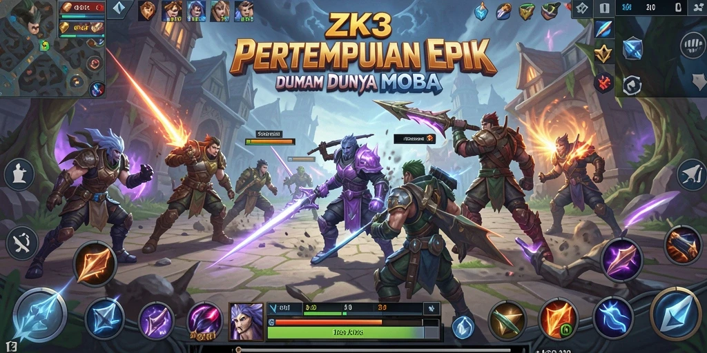Screenshot ZK3 menampilkan aksi pertempuran seru di arena MOBA.